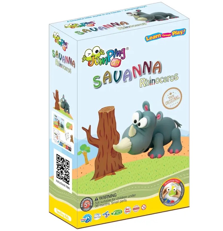 Jumping Clay - Rhino - Savanna Collection - Dry Modeling Clay Kit - Image 2