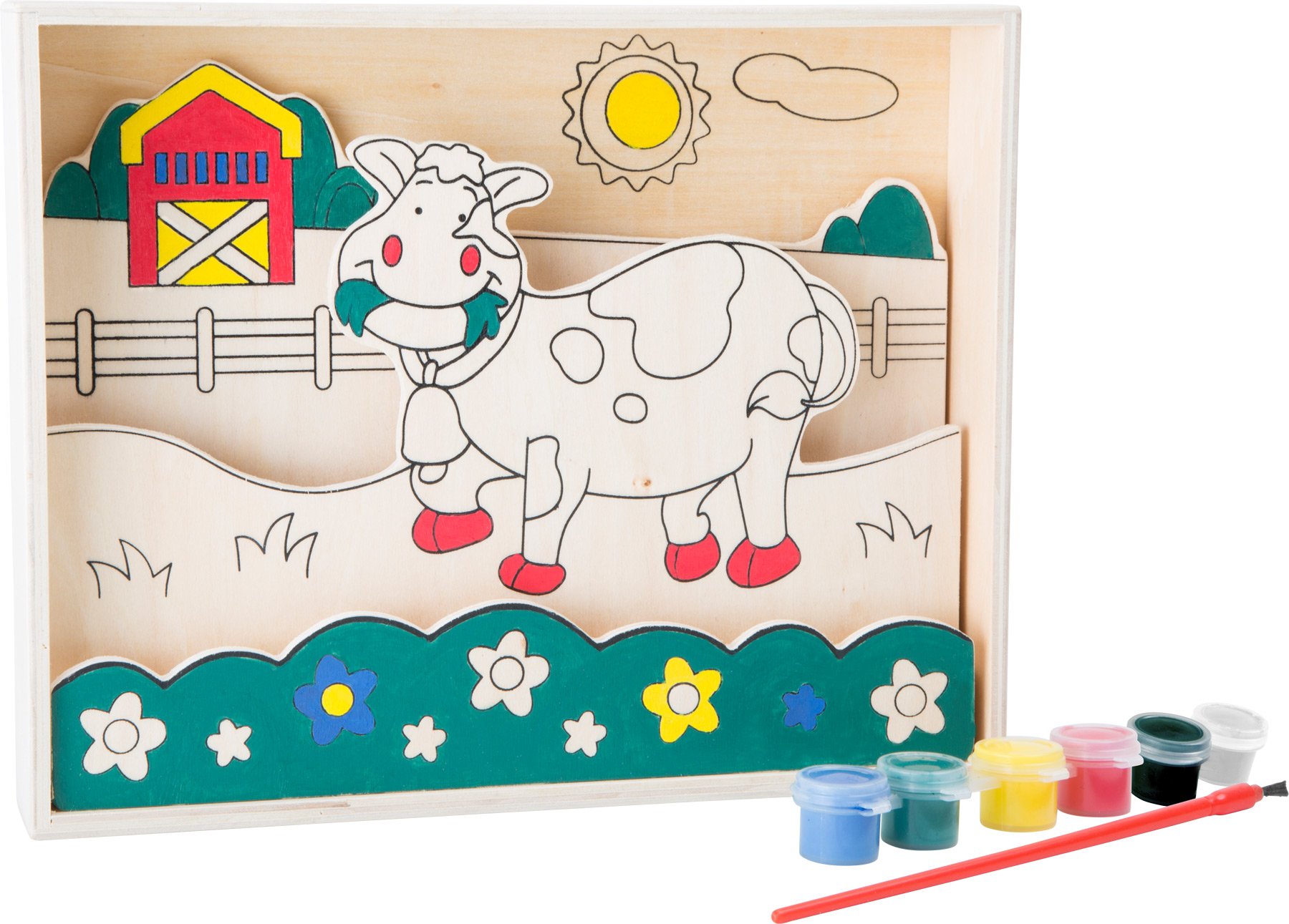 Small Foot - Pintura de madeira - Vaca na quinta - Image 3