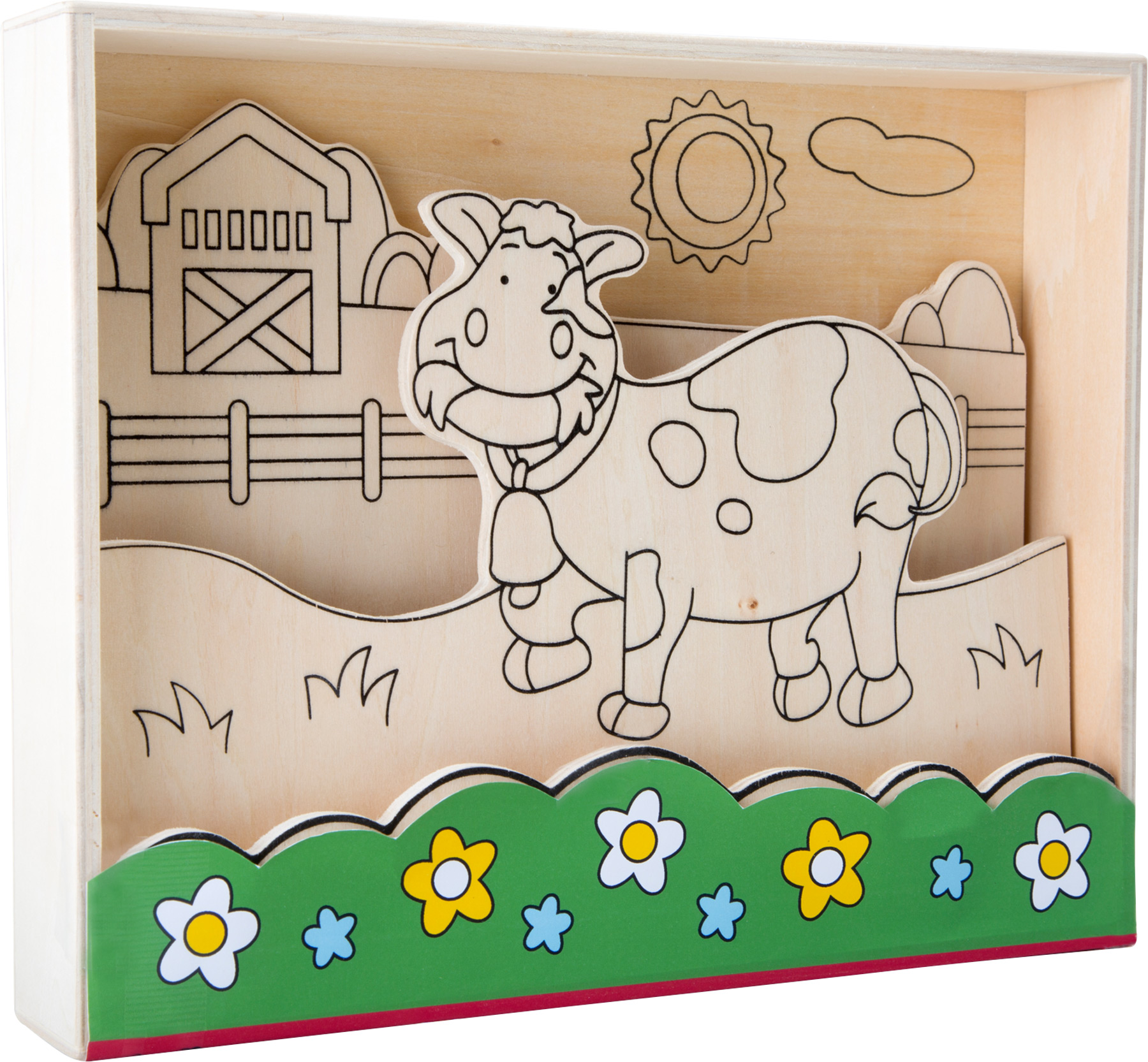 Small Foot - Pintura de madeira - Vaca na quinta - Image 5