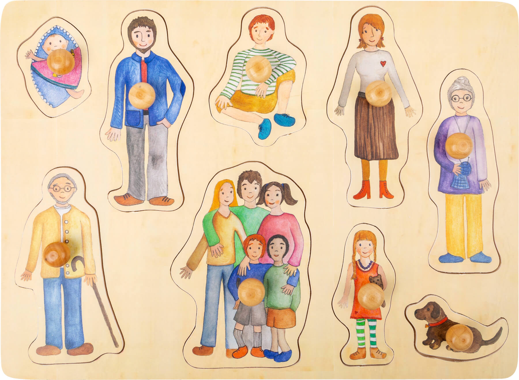 Small Foot - Wooden "Family and Friends" theme puzzle with handles - Image 1