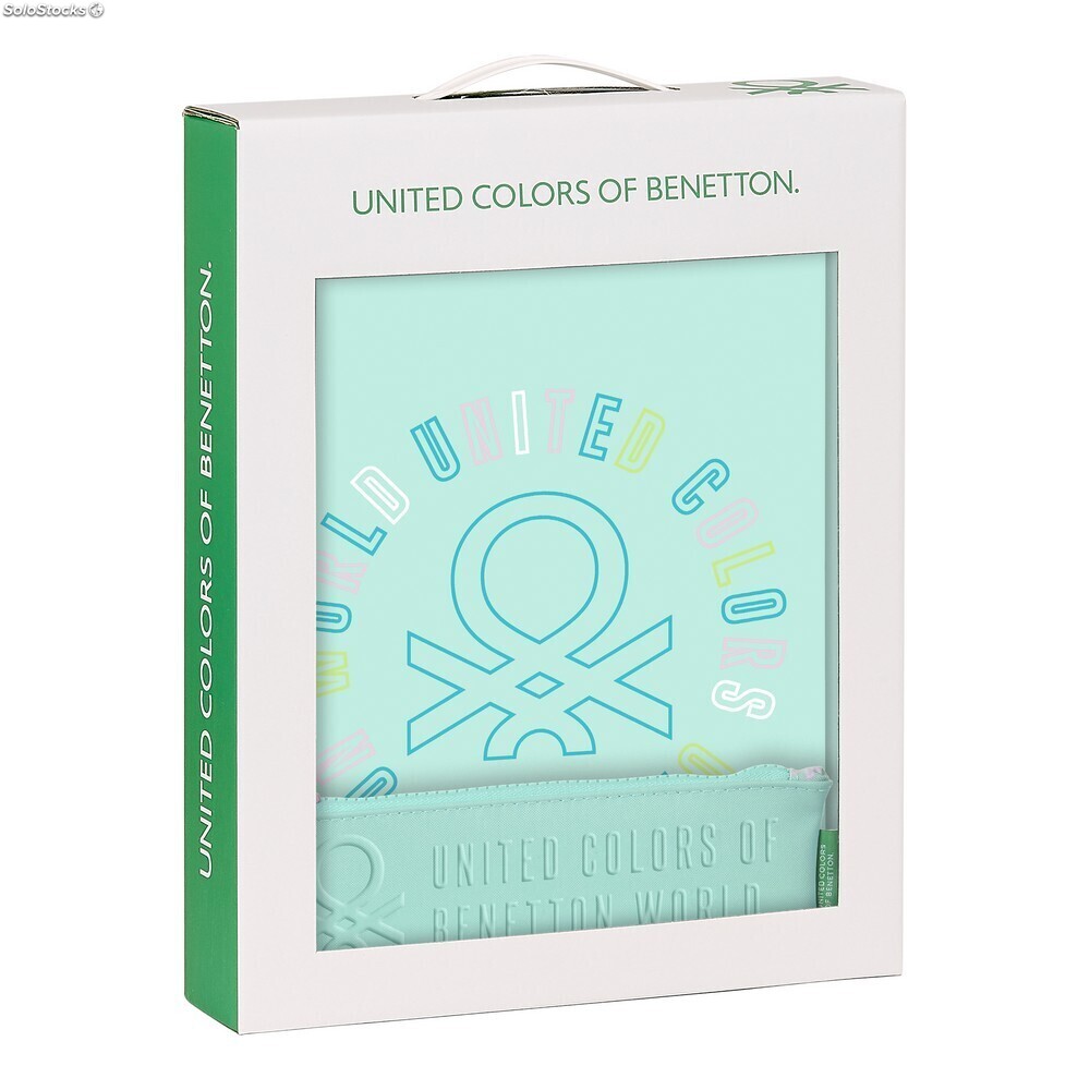 Benetton - Conjunto 3 peças - Pasta de argolas, caderno e estojo "World" - Image 1