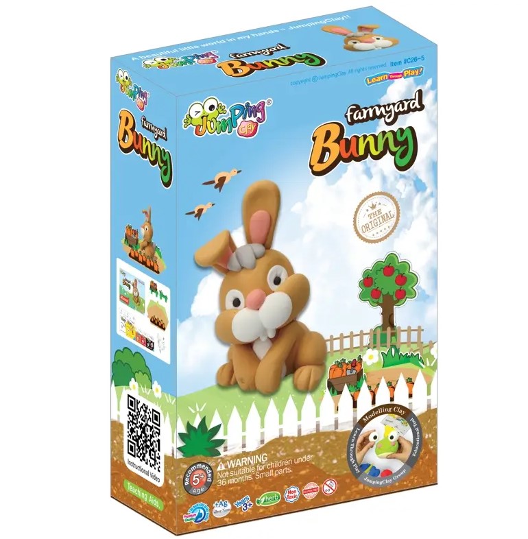 Jumping Clay - Coelho - Farmyard Collection - Kit de argila para modelar ar seco - Image 2