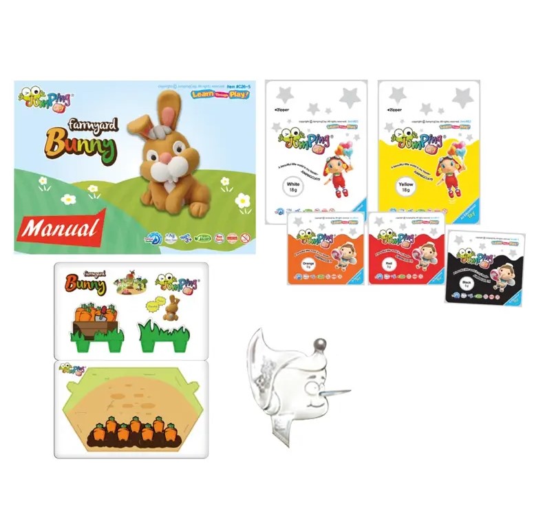 Jumping Clay - Coelho - Farmyard Collection - Kit de argila para modelar ar seco - Image 3