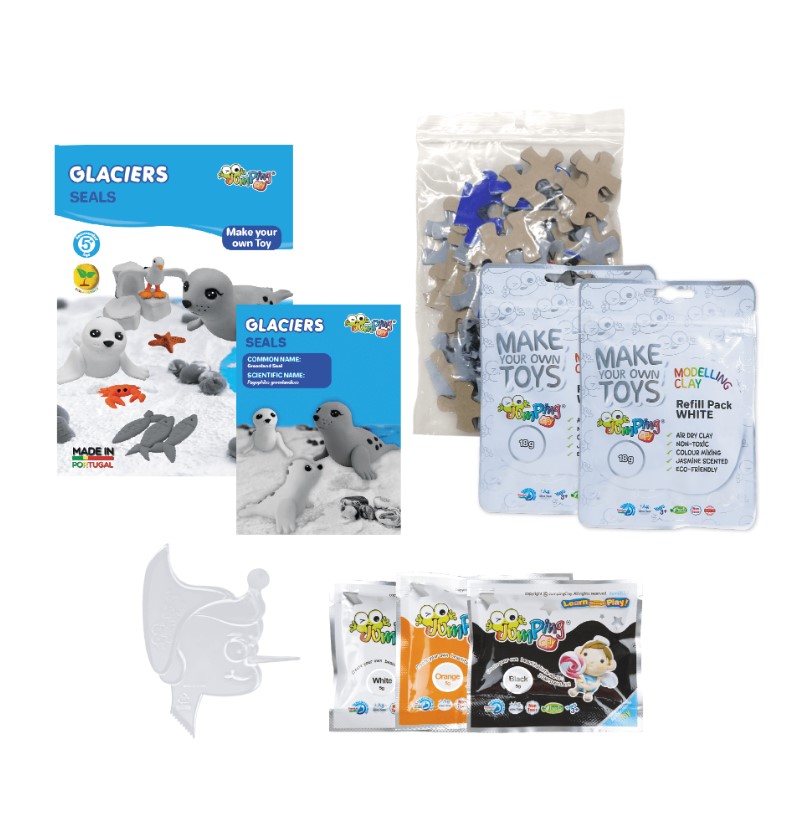 Jumping Clay - Seals with Puzzle - Glaciers Collection - Dry Air Modeling Clay Kit - Image 3
