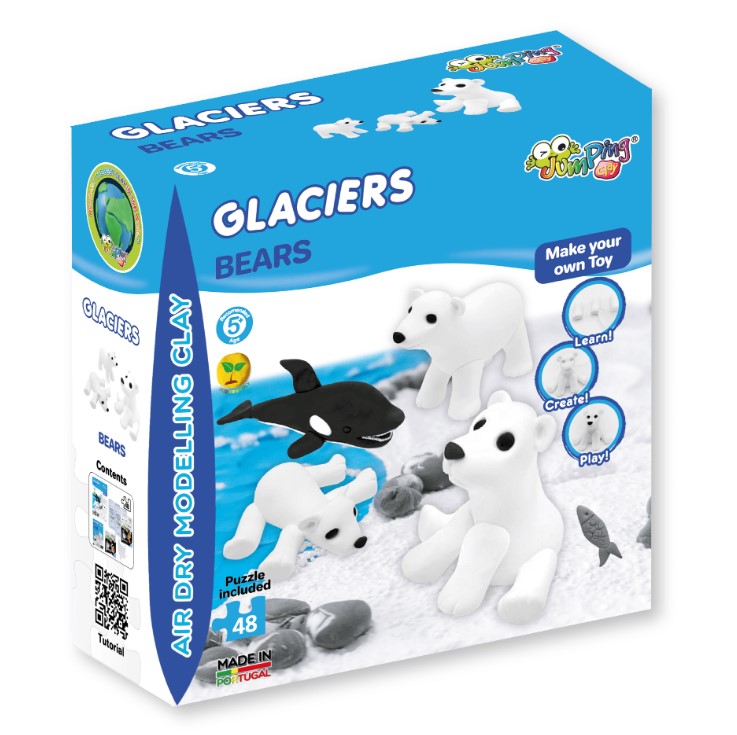 Jumping Clay - Ursos com Puzzle - Glaciers Collection - Kit de argila para modelar ar seco - Image 2