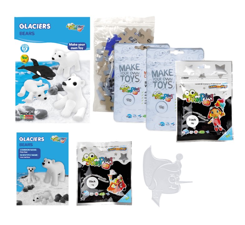 Jumping Clay - Ursos com Puzzle - Glaciers Collection - Kit de argila para modelar ar seco - Image 3