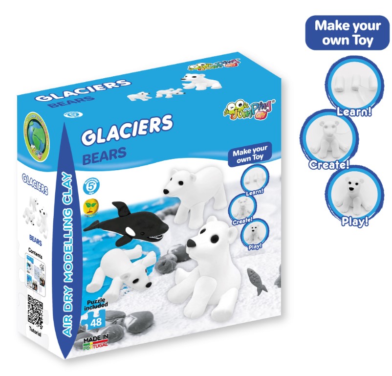Jumping Clay - Ursos com Puzzle - Glaciers Collection - Kit de argila para modelar ar seco - Image 4