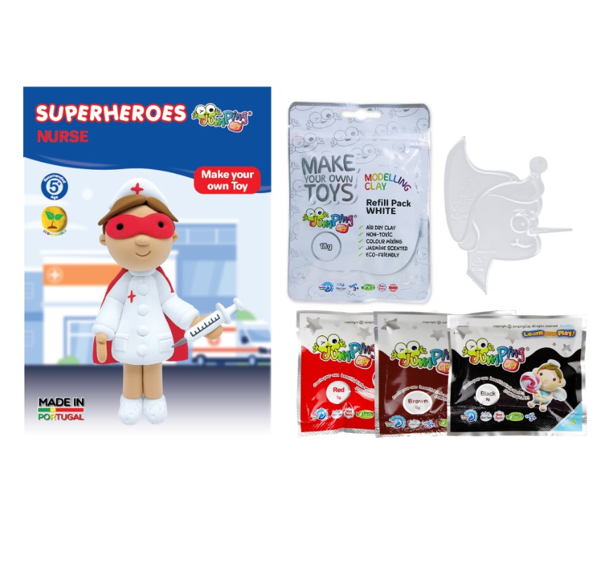 Jumping Clay - Enfermeira - Superheroes Collection - Kit de argila para modelar ar seco - Image 3