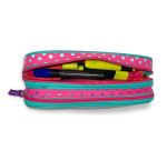 Estojo escolar para meninas com estampa de flores e coruja - 2 fechos - Image 2