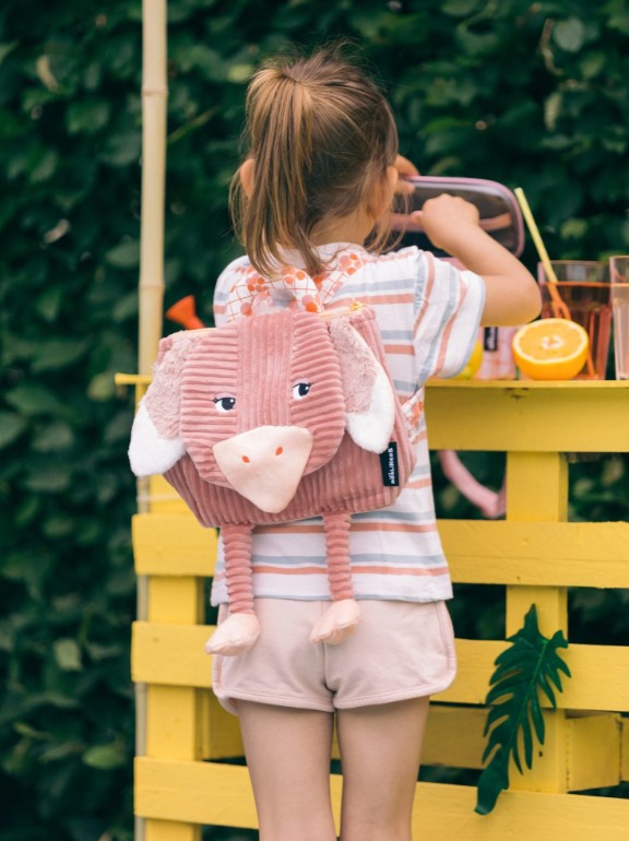 Les Délingos - Mochila de veludo creche / jardim de infância - Pomelos a avestruz - Image 2
