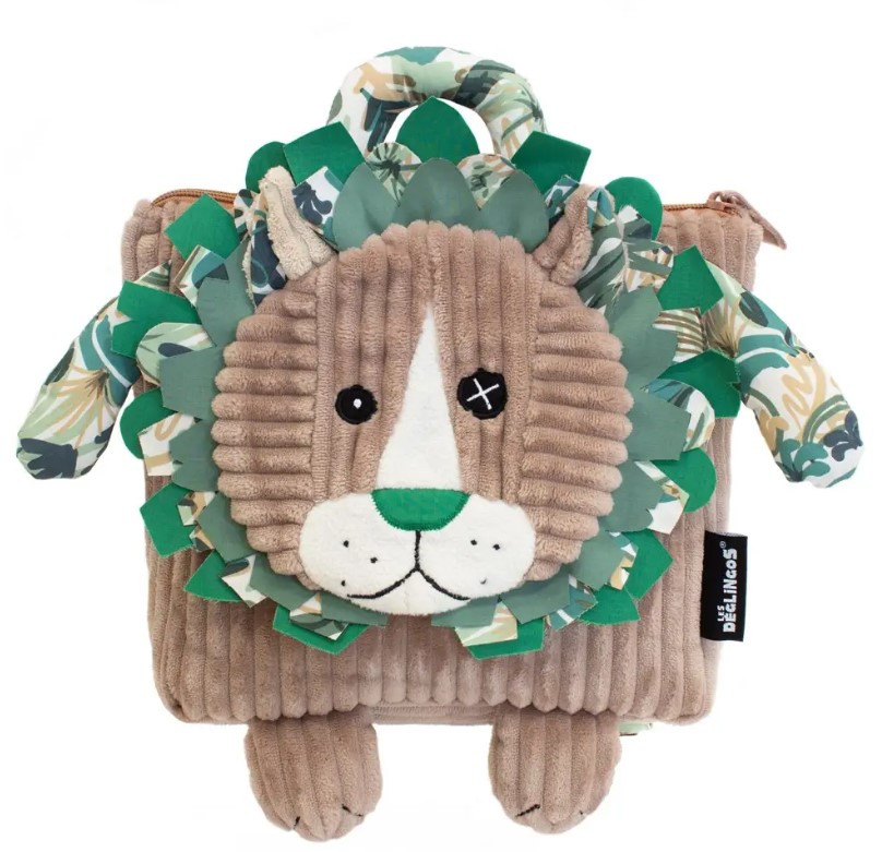 Les Délingos - Mochila de veludo creche / jardim de infância - Jelekros o leão - Image 1