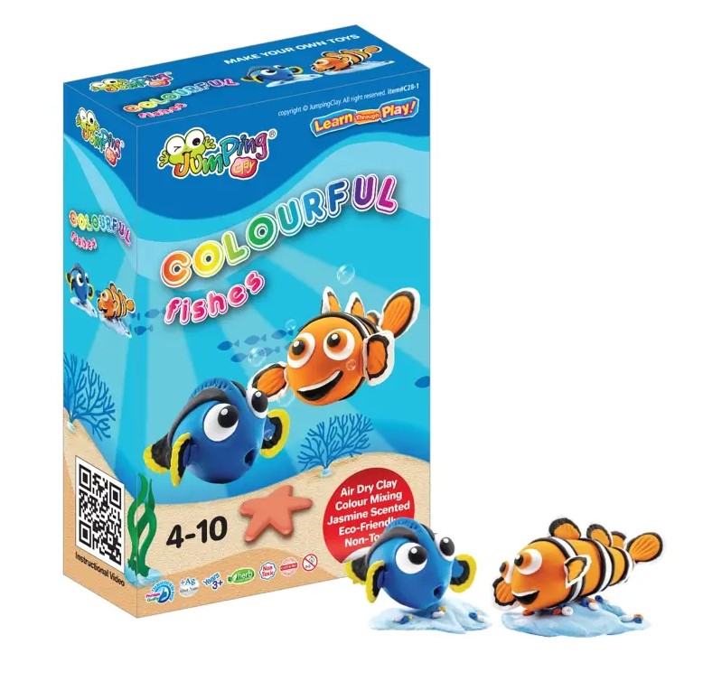 Jumping Clay - Peixes - Colourful Collection - Kit de argila para modelar ar seco - Image 1