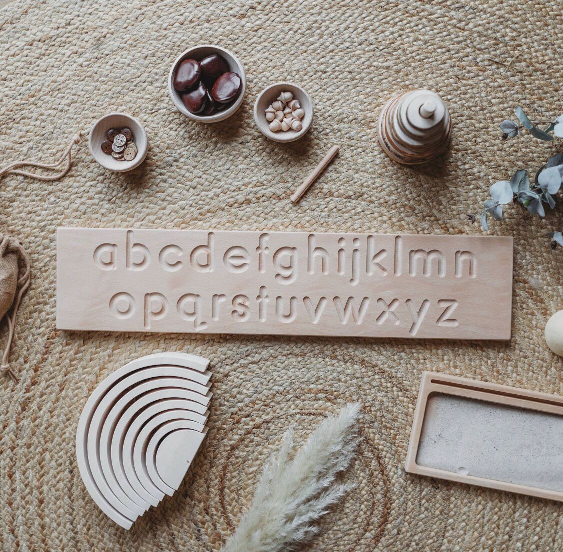 The Little Coach House - Wooden Board Alphabet AZ Lowercase and Uppercase - Montessori Resource - Image 1
