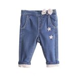 Newness - Calças de ganga escura com estrela e laço bebé menina