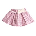 Newness - Saia tipo flanela axadrezada rosa com laço para bebé