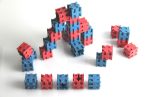 Wissner - Red and blue snap-in cubes - 30 pieces - with instructions in Portuguese