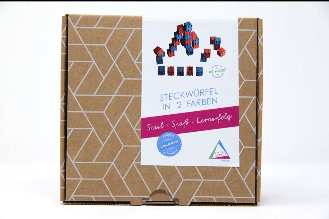 Wissner - Red and blue snap-in cubes - 30 pieces - with instructions in Portuguese - Image 5