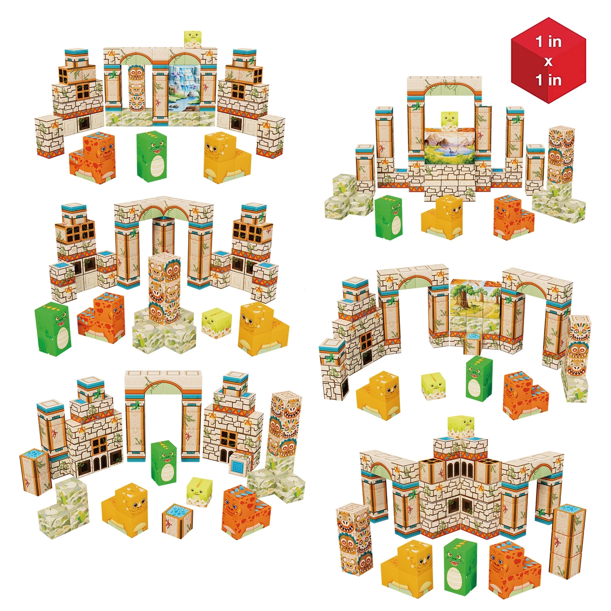 Picasso Tiles - Conjunto de cubos magnéticos + puzzles - Tema Dinossauro - Image 4