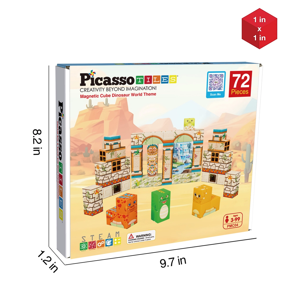 Picasso Tiles - Conjunto de cubos magnéticos + puzzles - Tema Dinossauro - Image 8