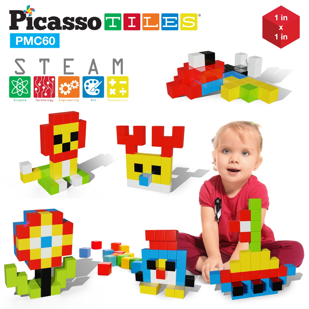 Picasso Tiles - Conjunto Cubos Magnéticos Sensoriais - 60 peças - Image 13
