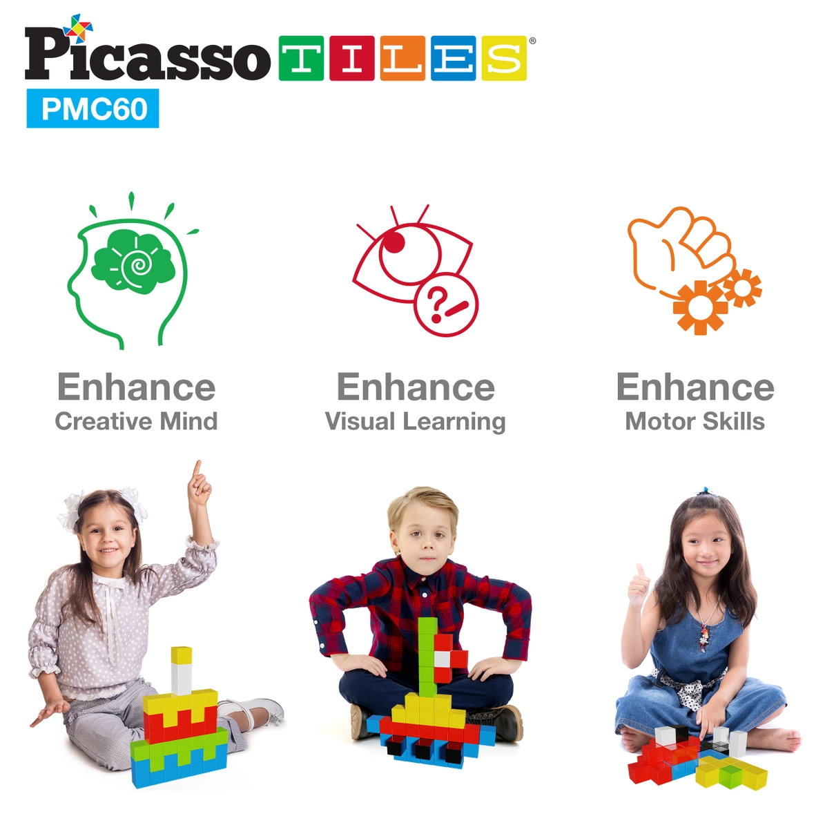 Picasso Tiles - Conjunto Cubos Magnéticos Sensoriais - 60 peças - Image 8