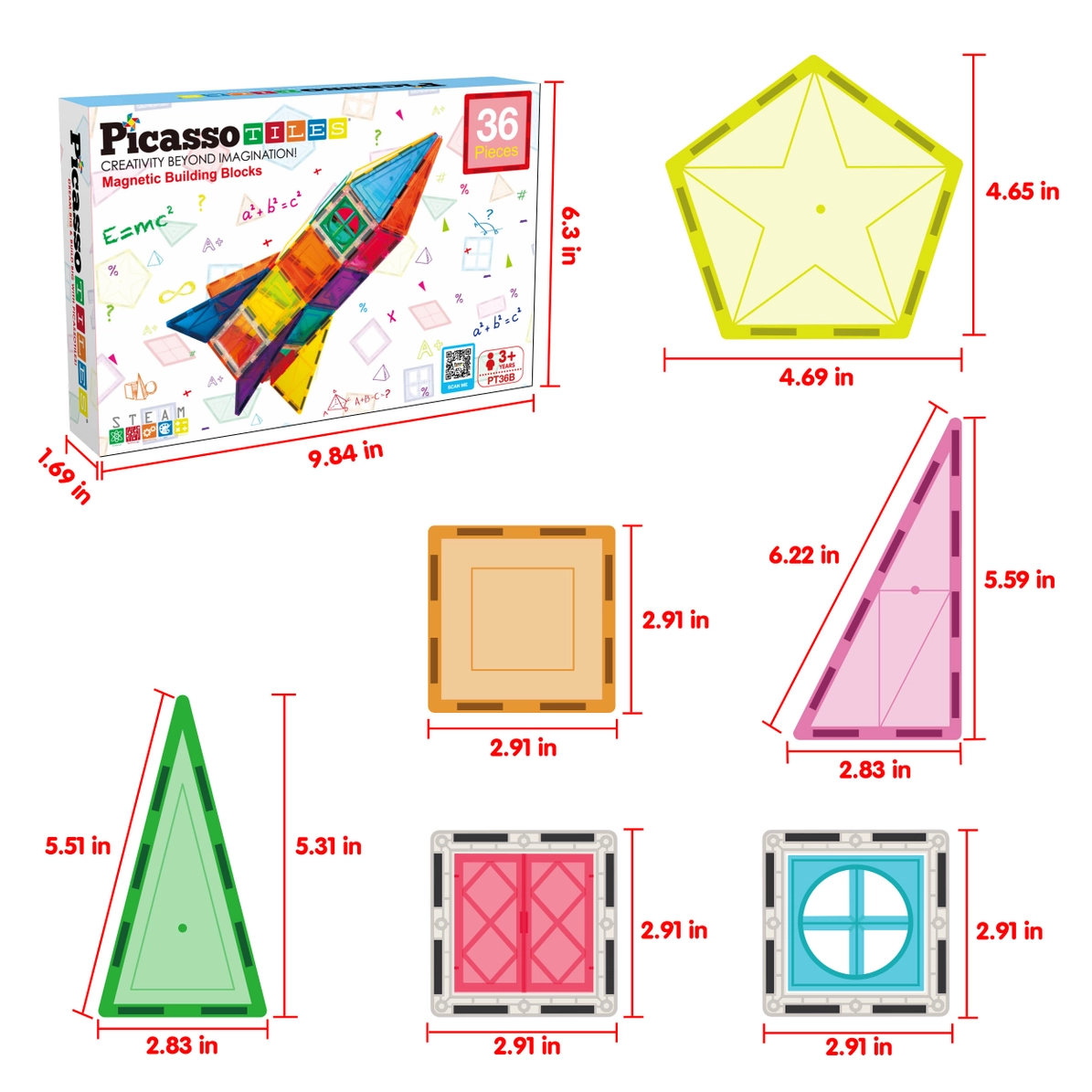 Picasso Tiles - Conjunto Magnético foguetão - 36 peças - Image 3