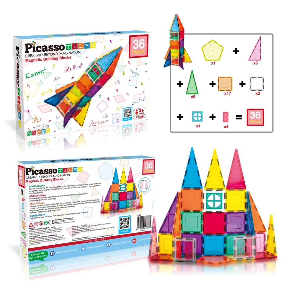 Picasso Tiles - Conjunto Magnético foguetão - 36 peças - Image 2