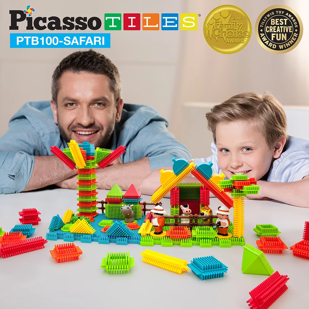 Picasso Tiles - Conjunto de blocos de cerdas -tema Safari - 110 peças - Image 8