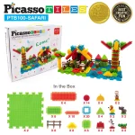 Picasso Tiles - Conjunto de blocos de cerdas -tema Safari - 110 peças - Image 7