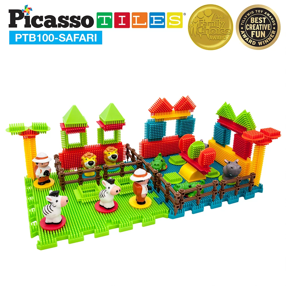 Picasso Tiles - Conjunto de blocos de cerdas -tema Safari - 110 peças - Image 6