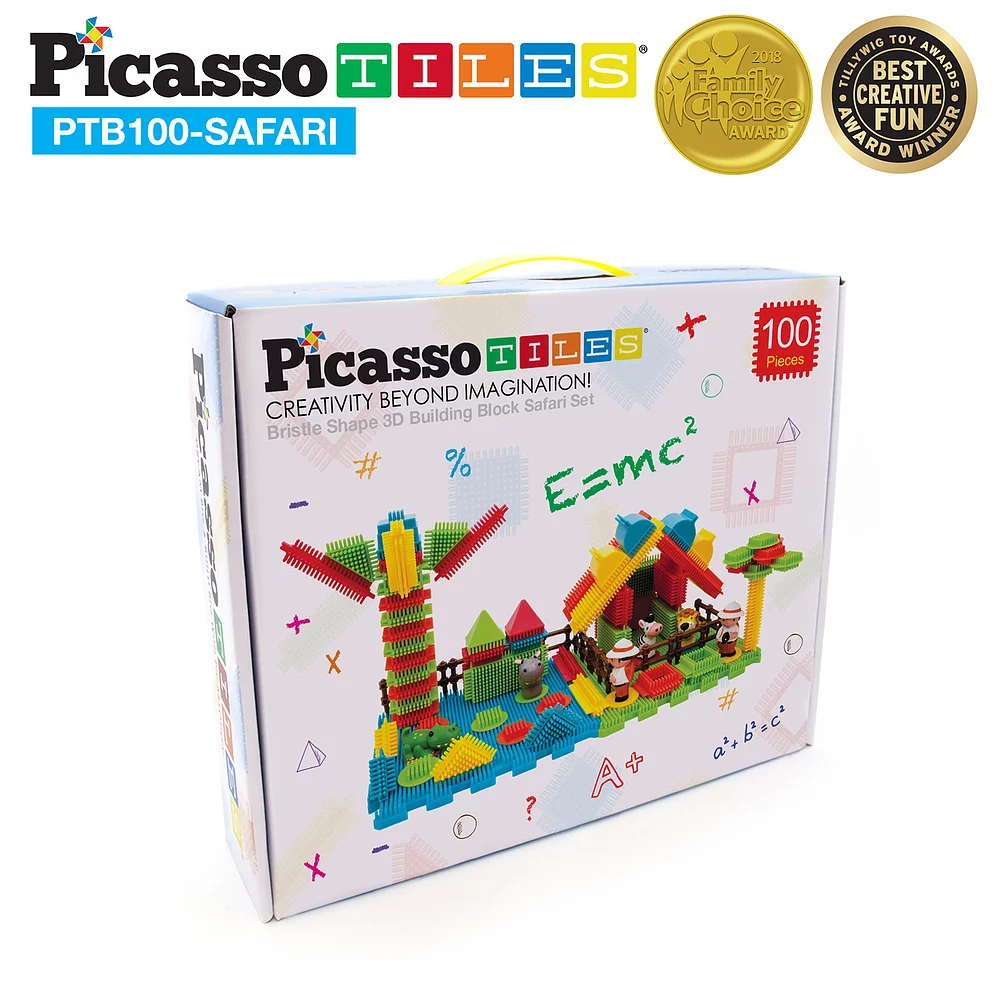 Picasso Tiles - Conjunto de blocos de cerdas -tema Safari - 110 peças - Image 5