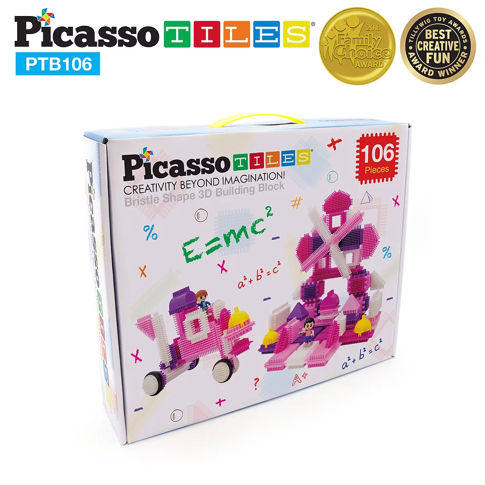 Picasso Tiles - Conjunto de blocos de cerdas - castelo cor de rosa - 106 peças - Image 7