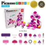 Picasso Tiles - Conjunto de blocos de cerdas - castelo cor de rosa - 106 peças - Image 5