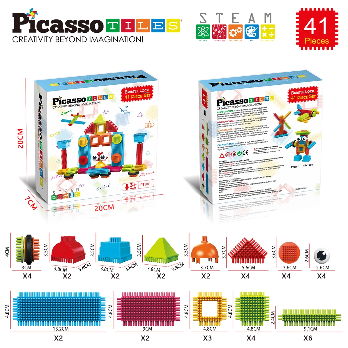 Picasso Tiles - Conjunto de blocos de cerdas - 41 peças - Image 3