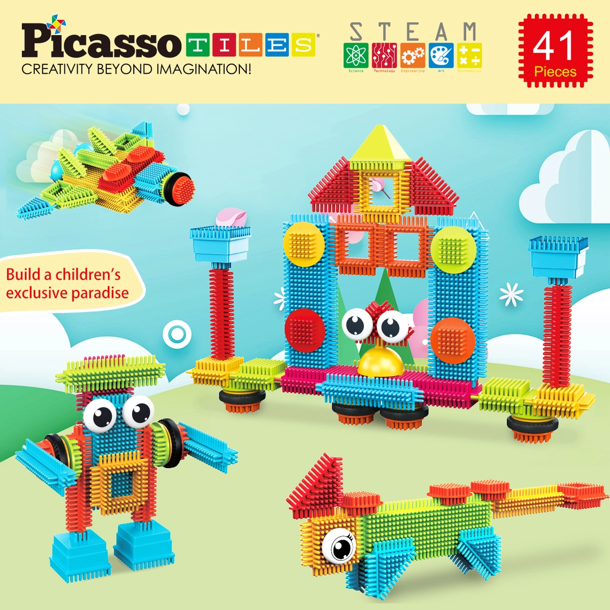 Picasso Tiles - Conjunto de blocos de cerdas - 41 peças - Image 4