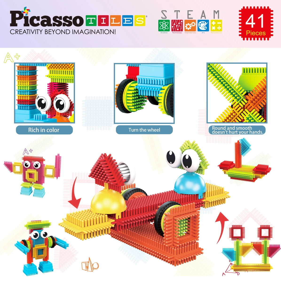 Picasso Tiles - Conjunto de blocos de cerdas - 41 peças - Image 7
