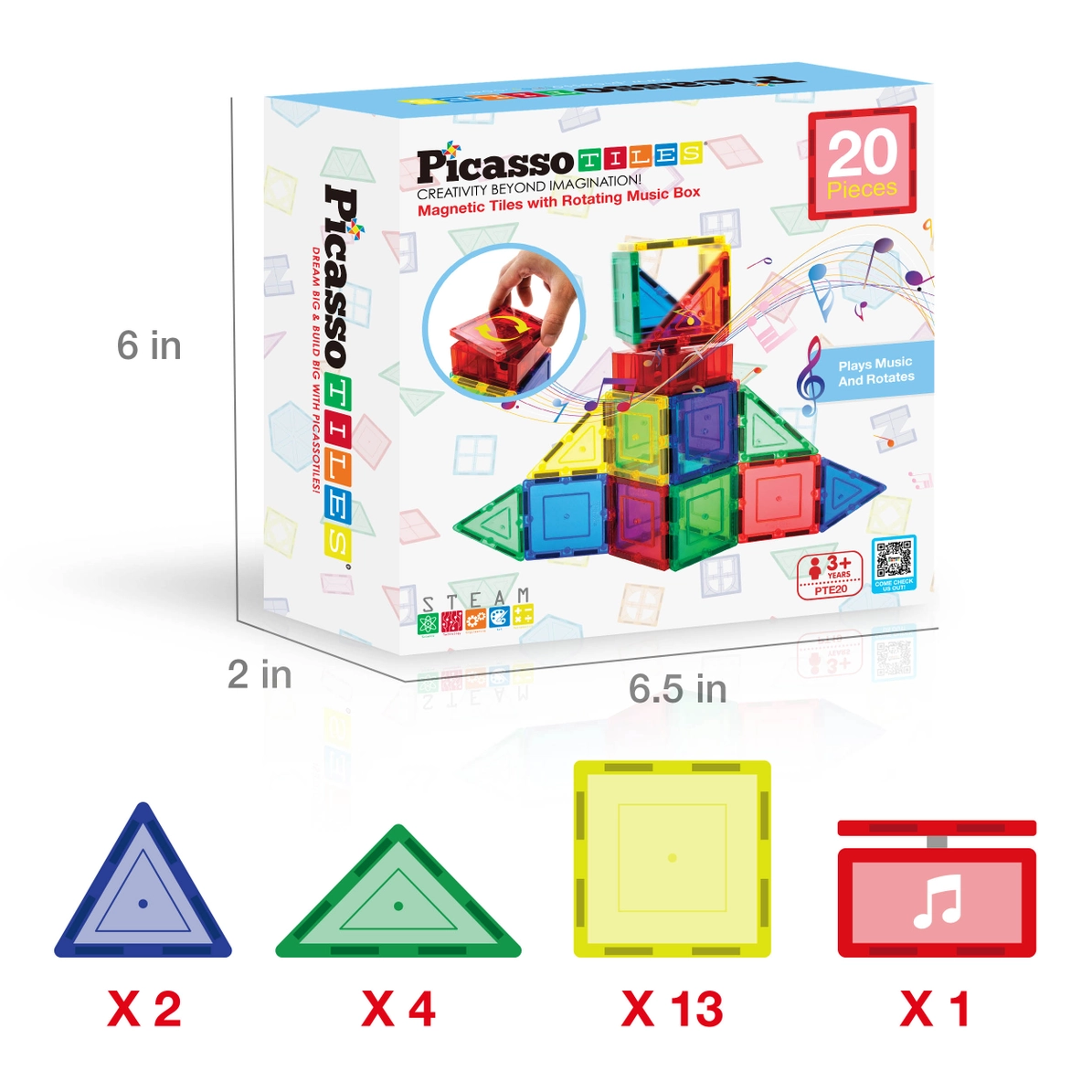 Picasso Tiles - Conjunto Magnético com caixa de música - 20 peças - Image 3