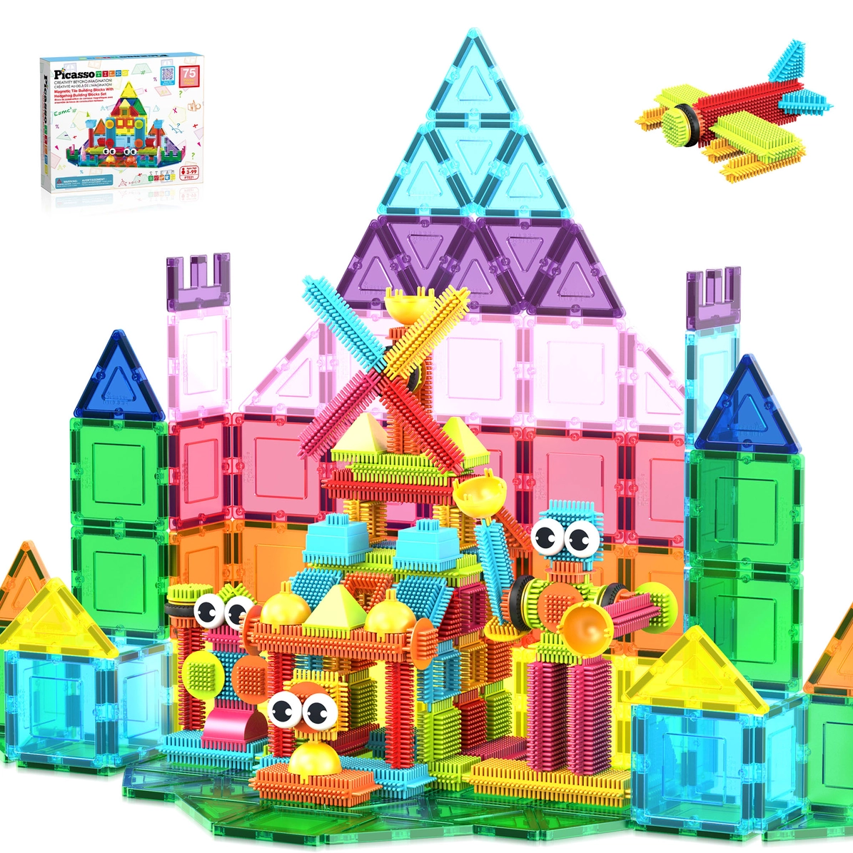Picasso Tiles - Combo Blocos Magnéticos e Cerdas - 75 peças - Image 1