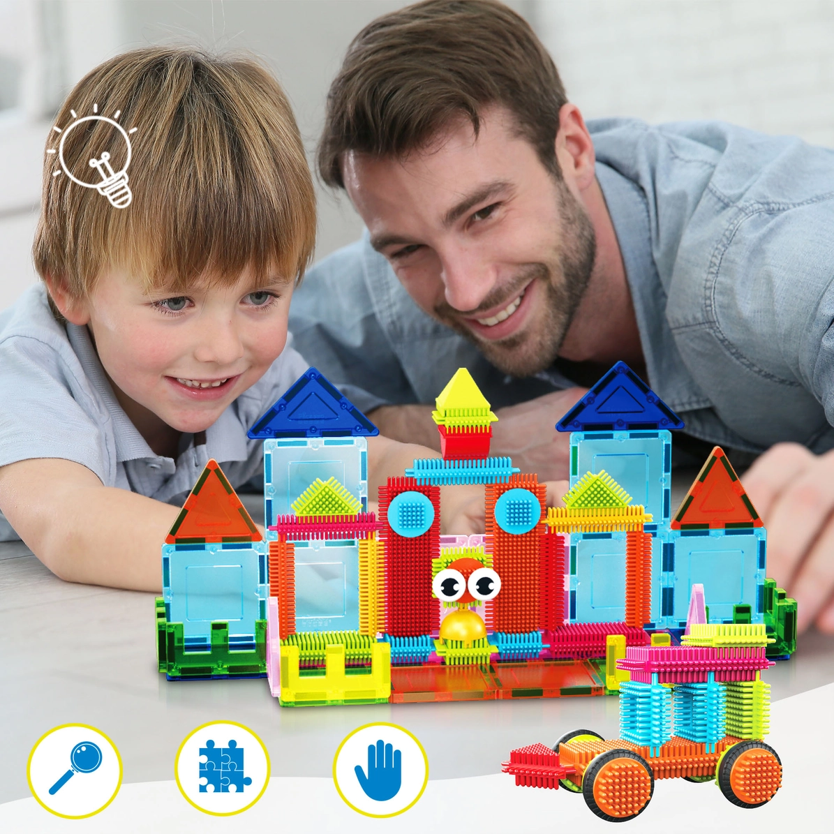 Picasso Tiles - Combo Blocos Magnéticos e Cerdas - 75 peças - Image 3