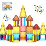 Picasso Tiles - Combo Palitos e ladrilhos magnéticos - 82 peças