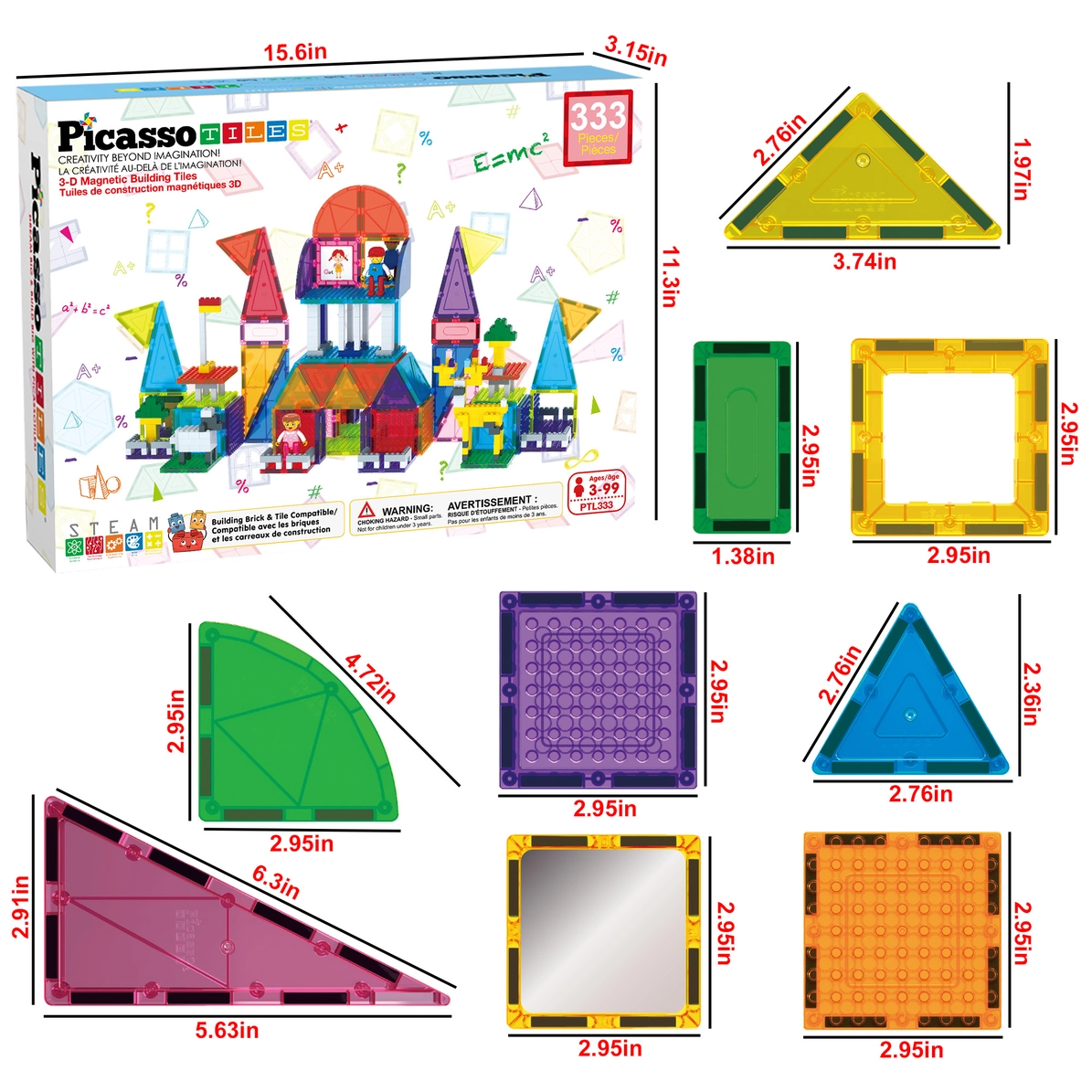 Picasso Tiles - Combo Blocos e Magnéticos - 333 peças - Image 6