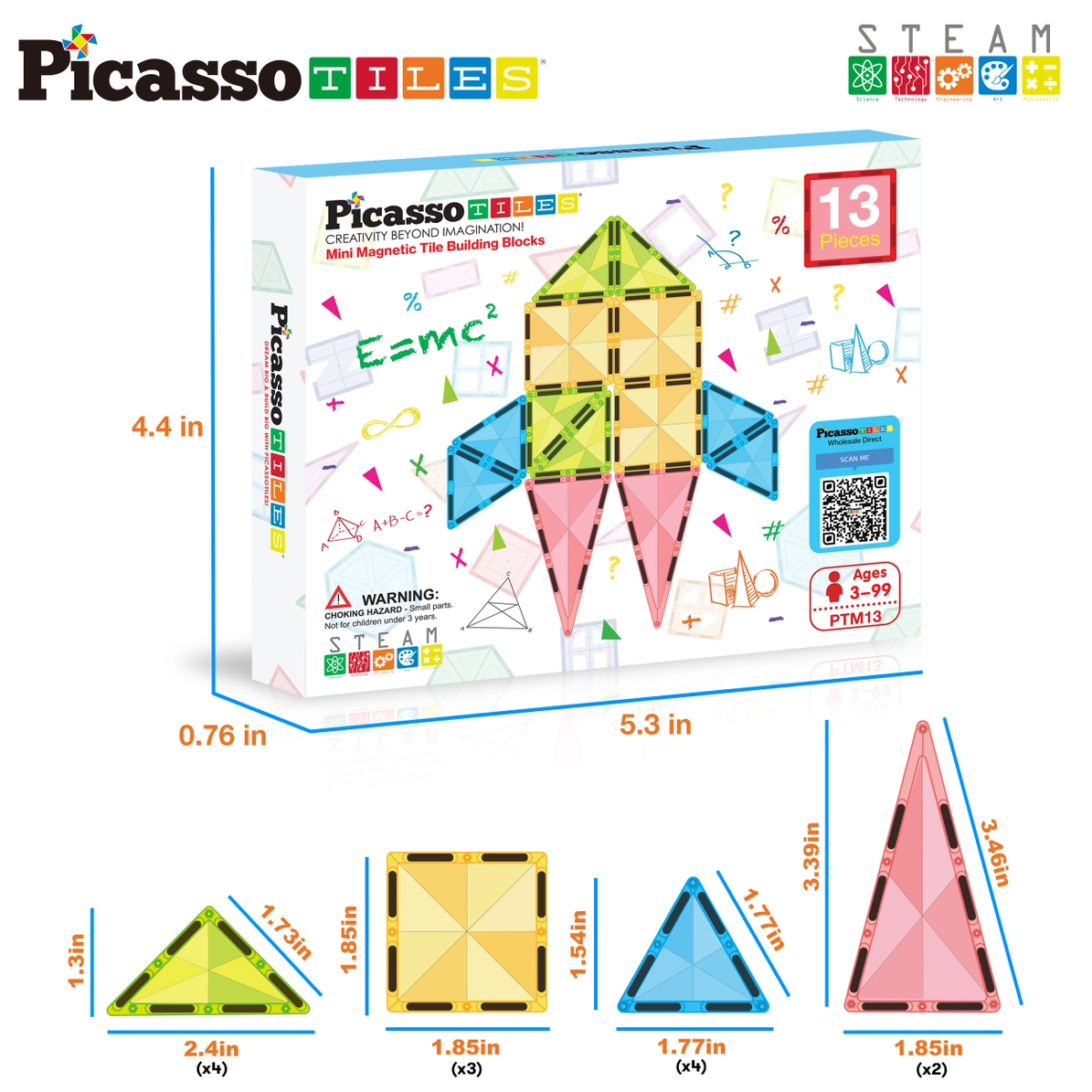 Picasso Tiles - MiniDiamond magnetic set - Travel - 13 pieces - Image 4