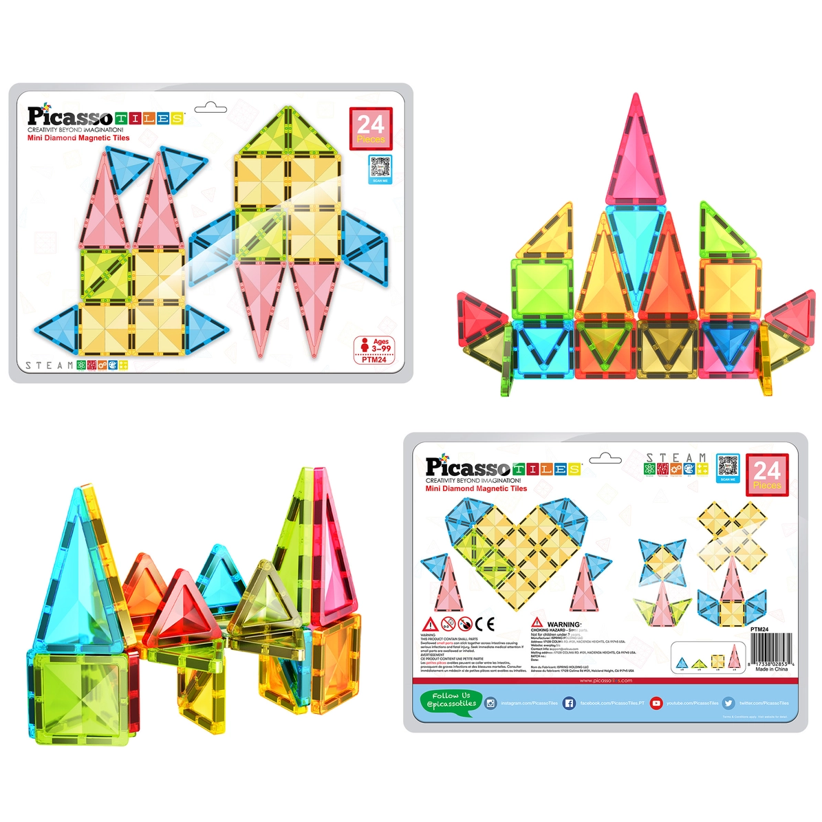 Picasso Tiles - Conjunto magnético MiniDiamond - Viagem - 24 peças - Image 2
