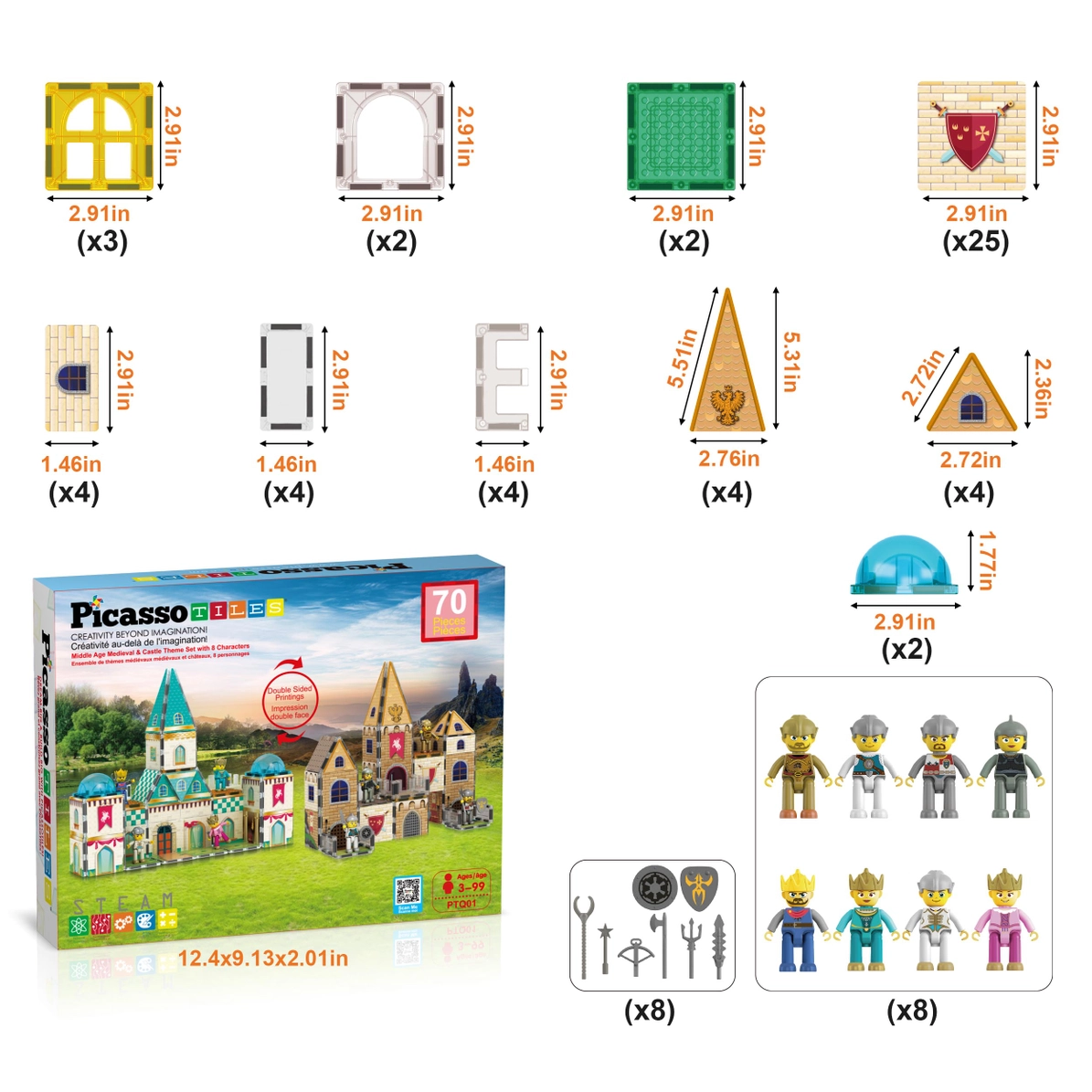Picasso Tiles - Castles 2 in 1 - 70 pieces - Image 5