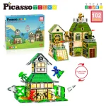 Picasso Tiles - Conjunto Magnético Ninja 2 em 1 - 102 peças