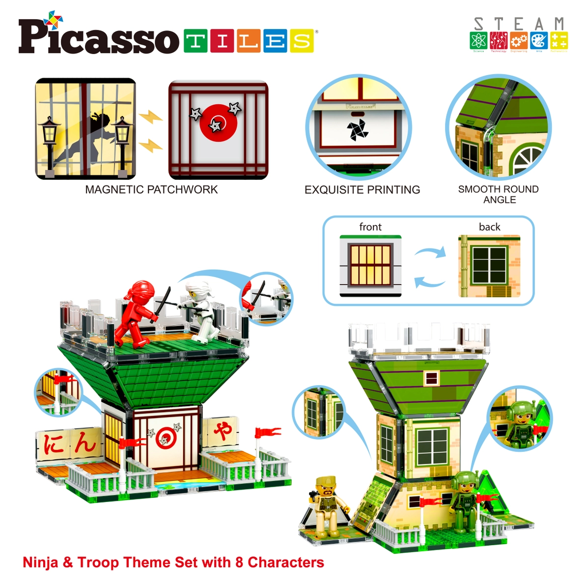 Picasso Tiles - Conjunto Magnético Ninja 2 em 1 - 102 peças - Image 7