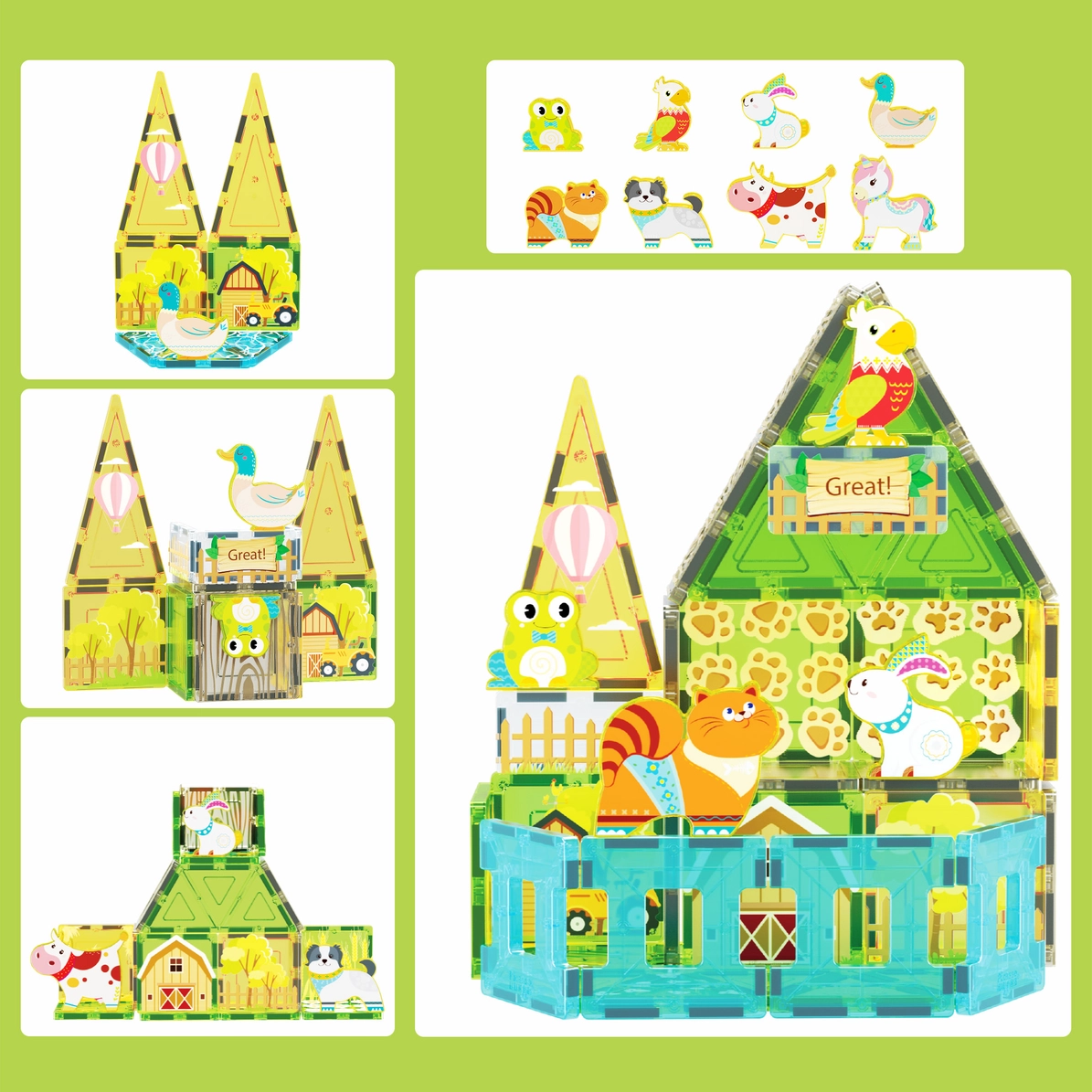 Picasso Tiles - Conjunto Magnético - Tema Animais da Quinta -52 peças - Image 5