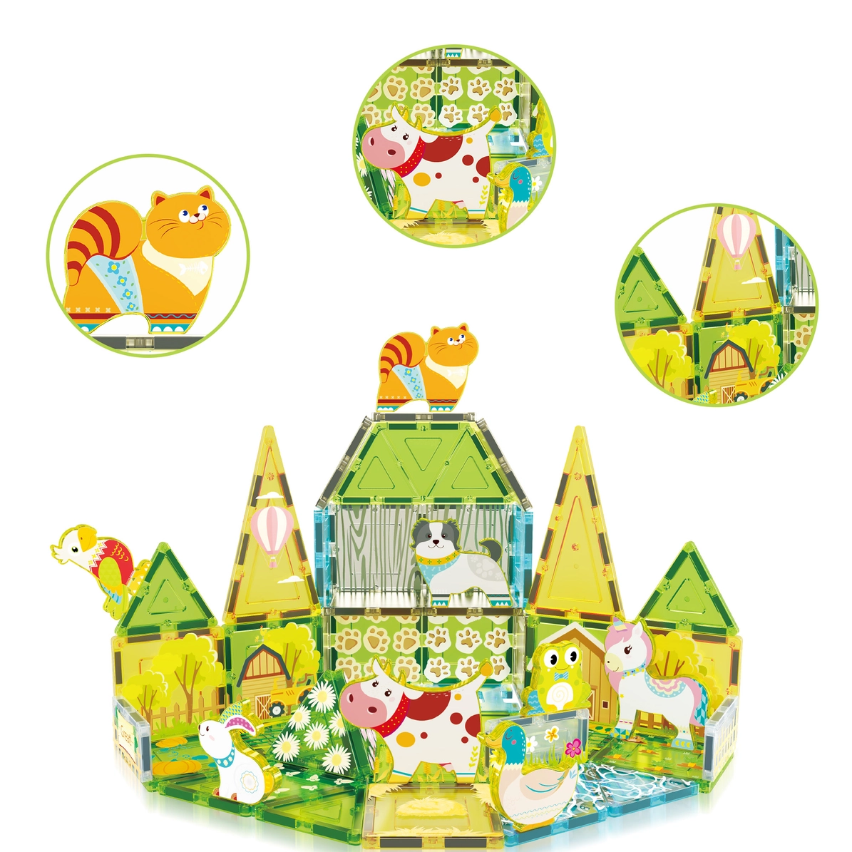 Picasso Tiles - Conjunto Magnético - Tema Animais da Quinta -52 peças - Image 4