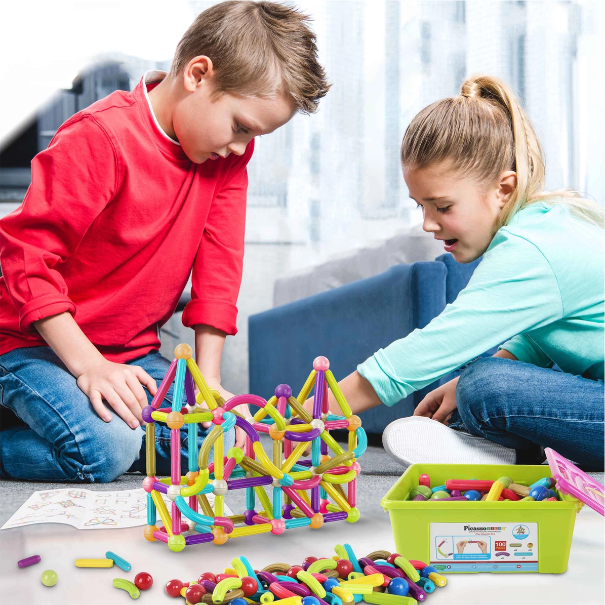Picasso Tiles - Conjunto magnético palitos - 100 peças - Image 9